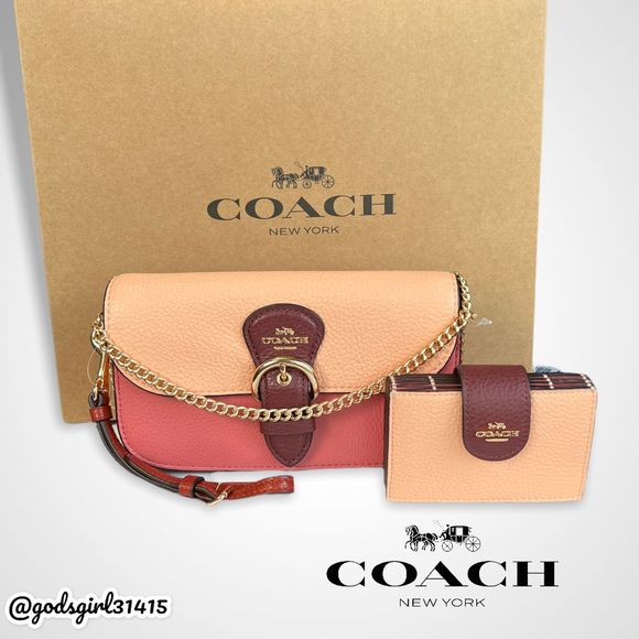 AUTHENTICATED Coach Kleo in Colorblock & Matching Card Case Faded Blush $426 - Picture 11 of 13